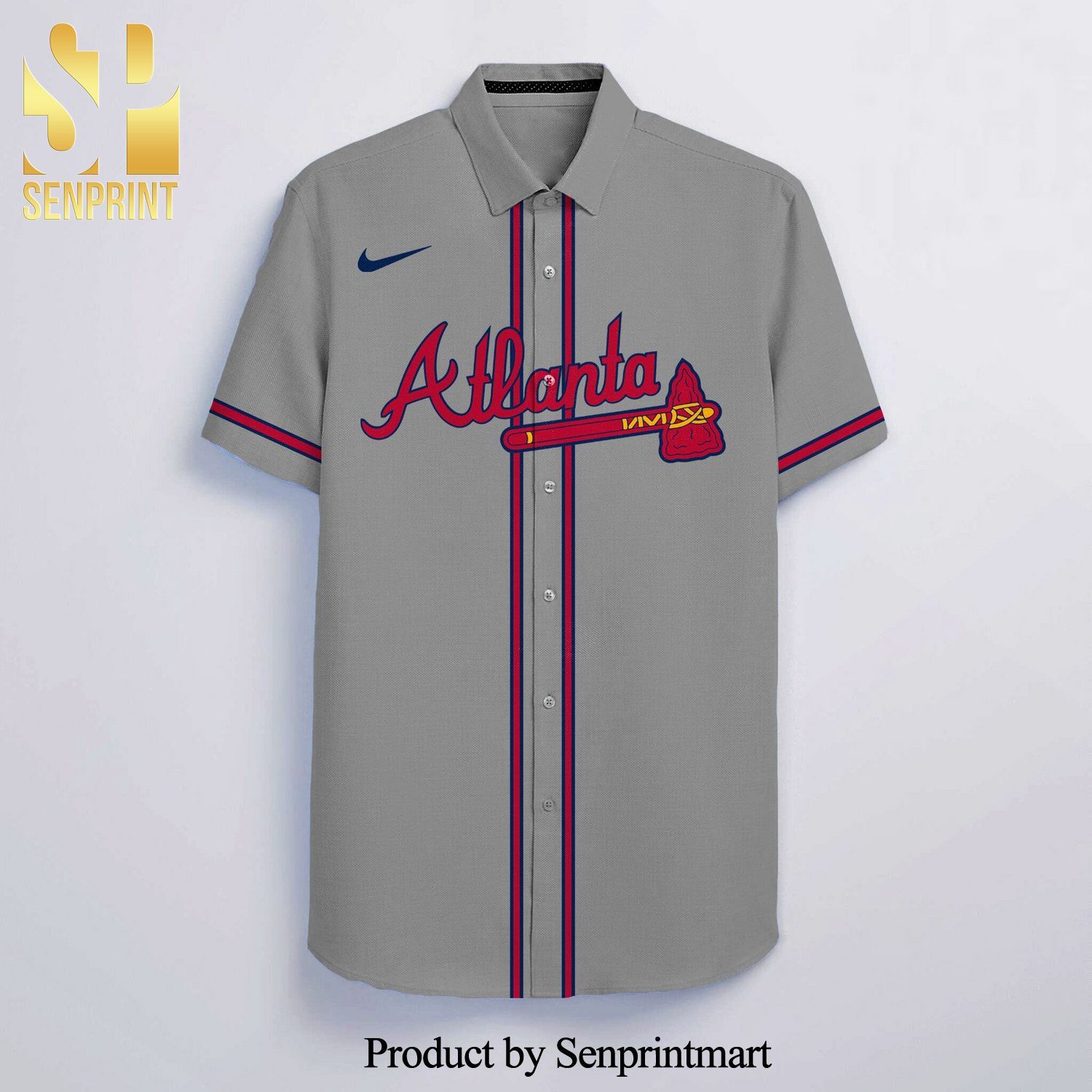Personalized Atlanta Braves Full Printing Hawaiian Shirt – Gray