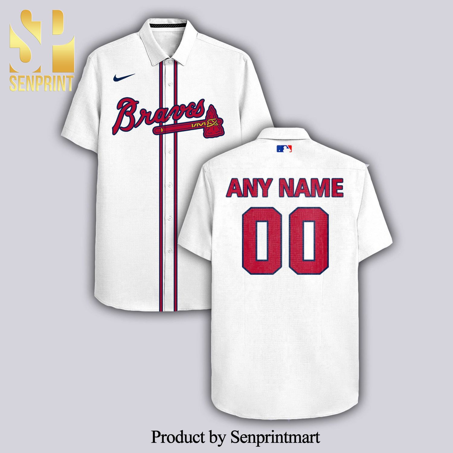 Personalized Atlanta Braves Full Printing Hawaiian Shirt – White