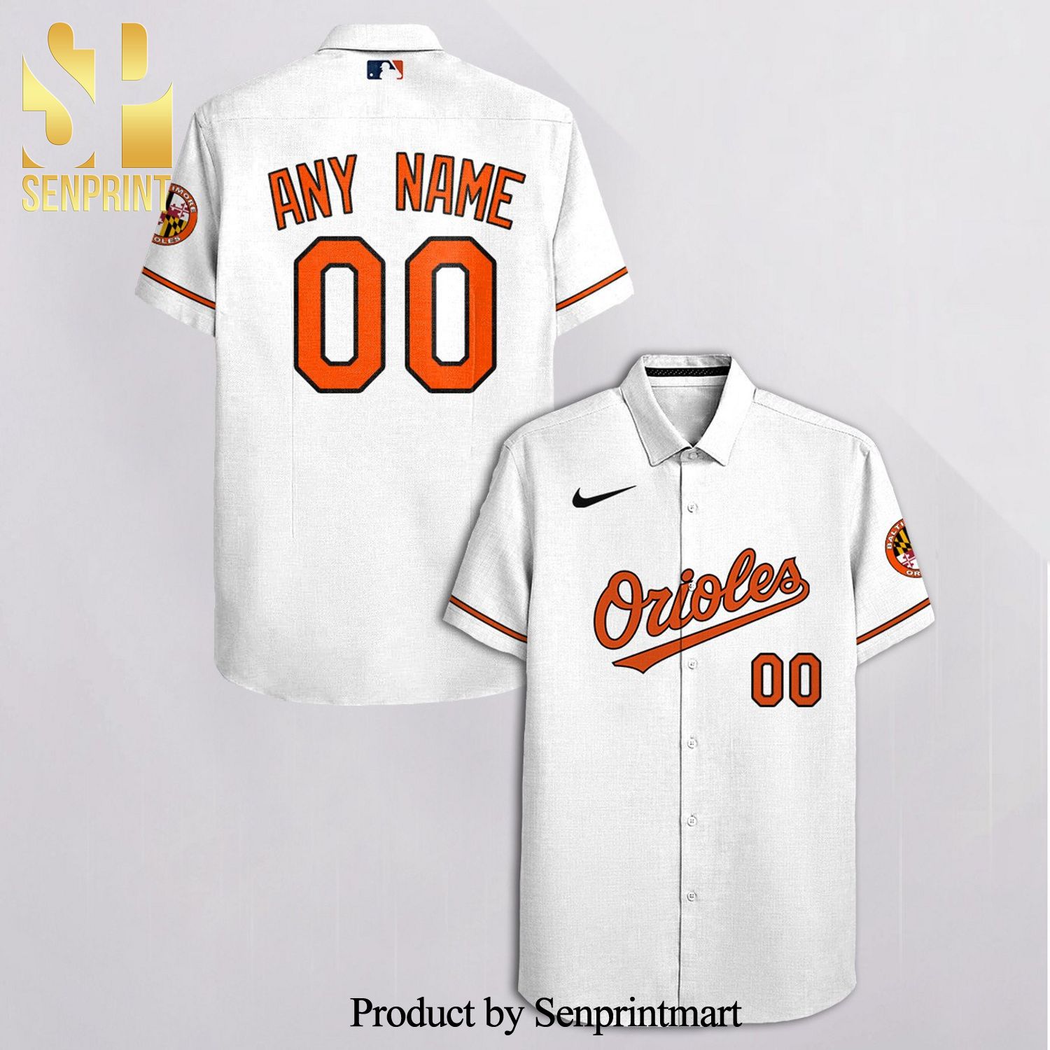 Baltimore Orioles Replica Custom Name Number Baseball Jersey White