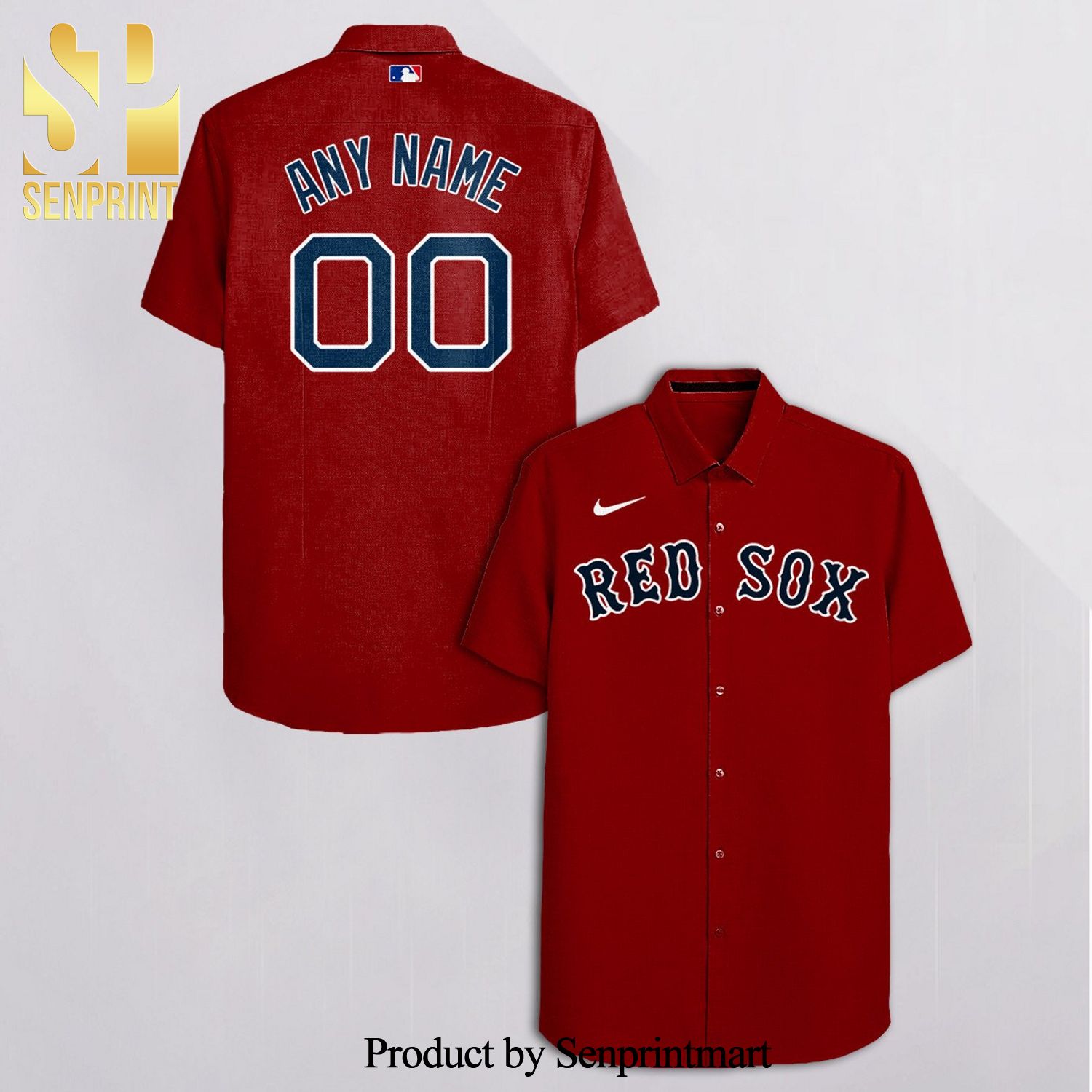 Personalized Boston Red Sox Baseball All Over Print 3D Hawaiian Shirt - Red  - T-shirts Low Price