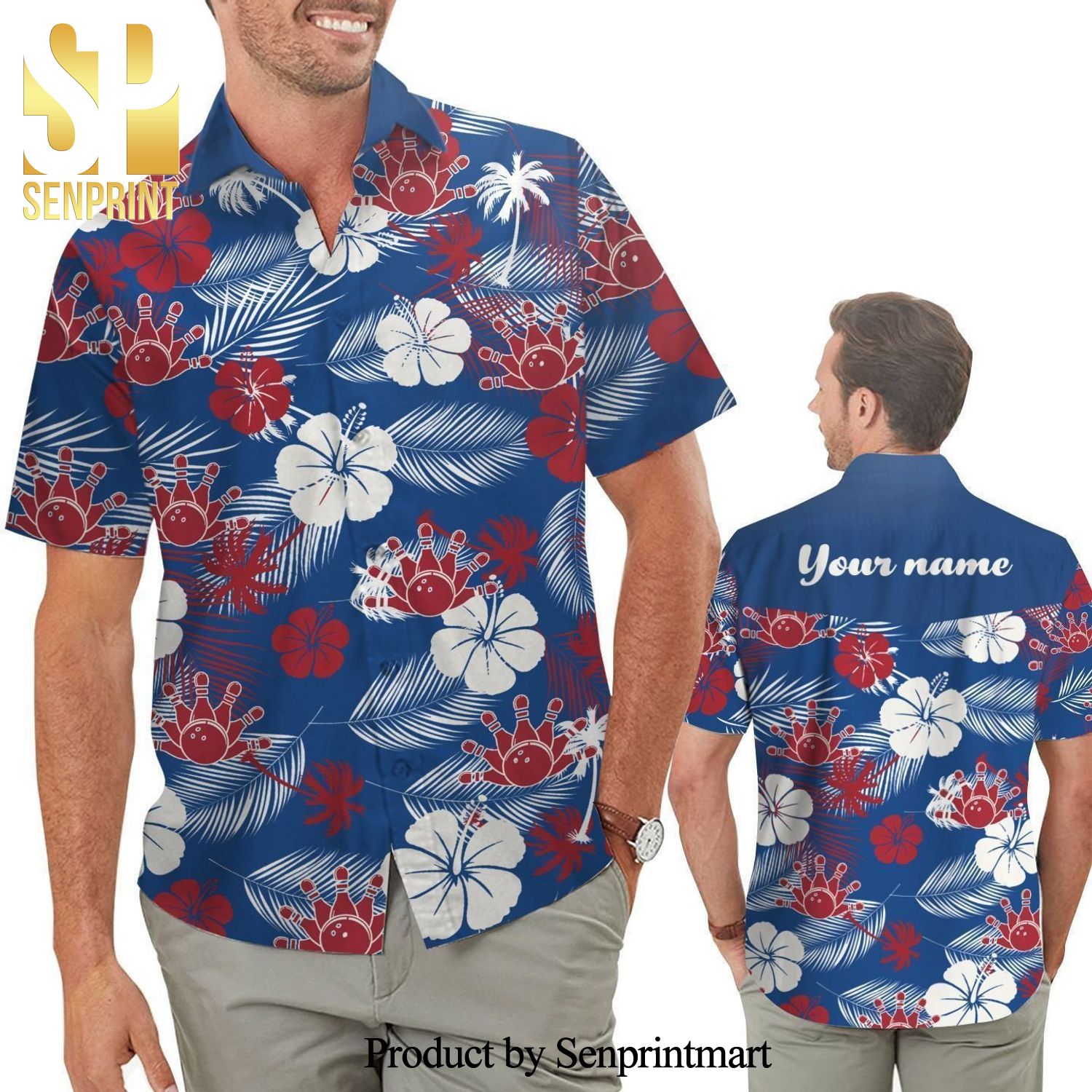 Personalized Bowling Aloha Floral Tropical Full Printing Hawaiian Shirt