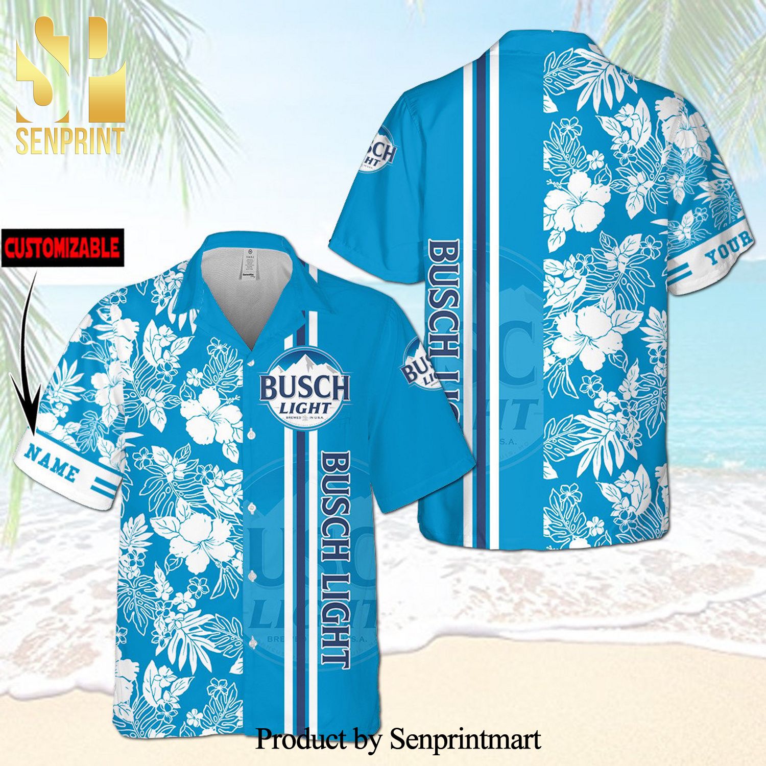 Personalized Busch Light Full Printing Hawaiian Shirt – Blue