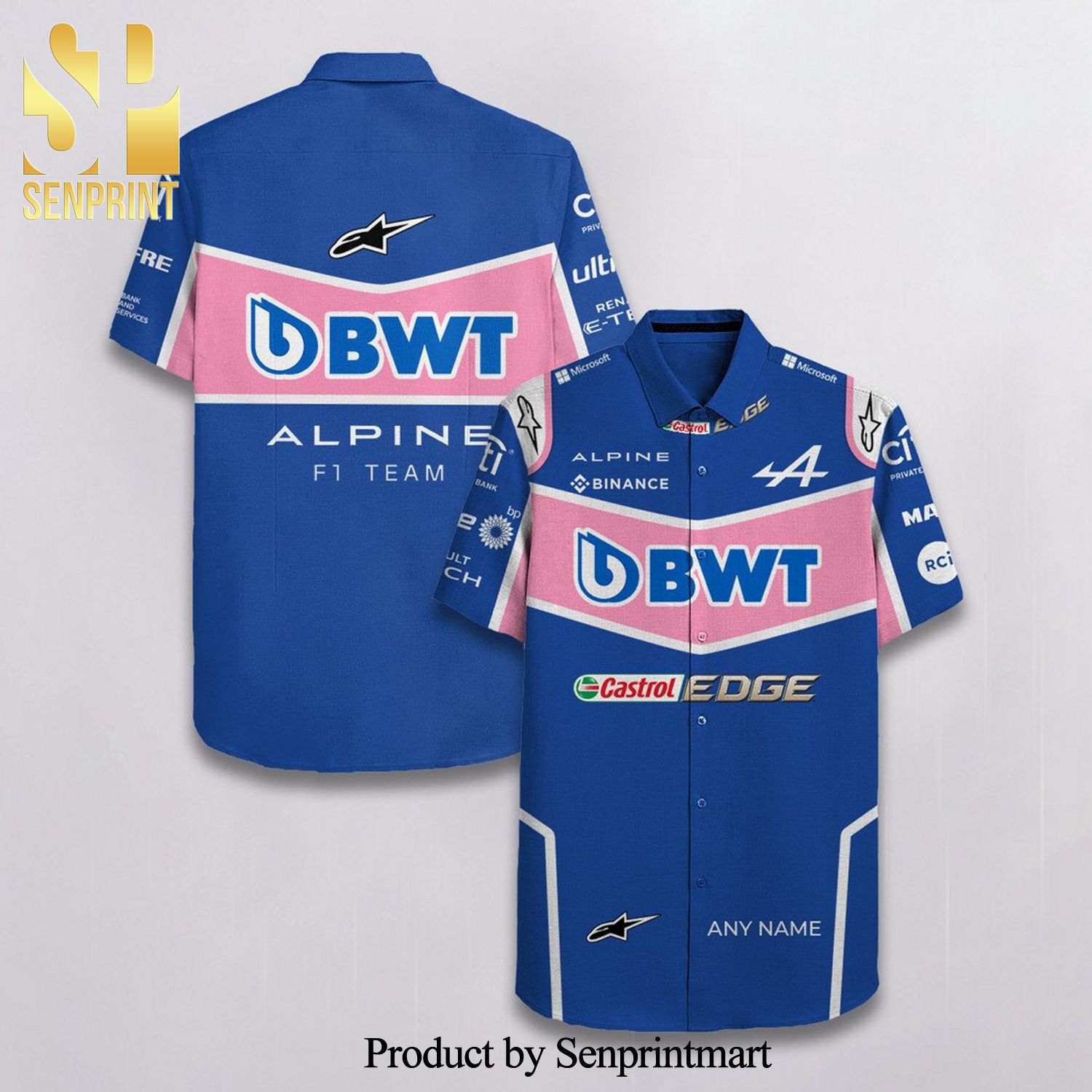 Personalized BWT Alpine F1 Team Racing Castrol Edge Alpinestars Full Printing Hawaiian Shirt – Blue