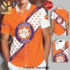 Personalized Clemson Tigers Logo Full Printing Short Sleeve Dress Shirt Hawaiian Summer Aloha Beach Shirt – White Orange