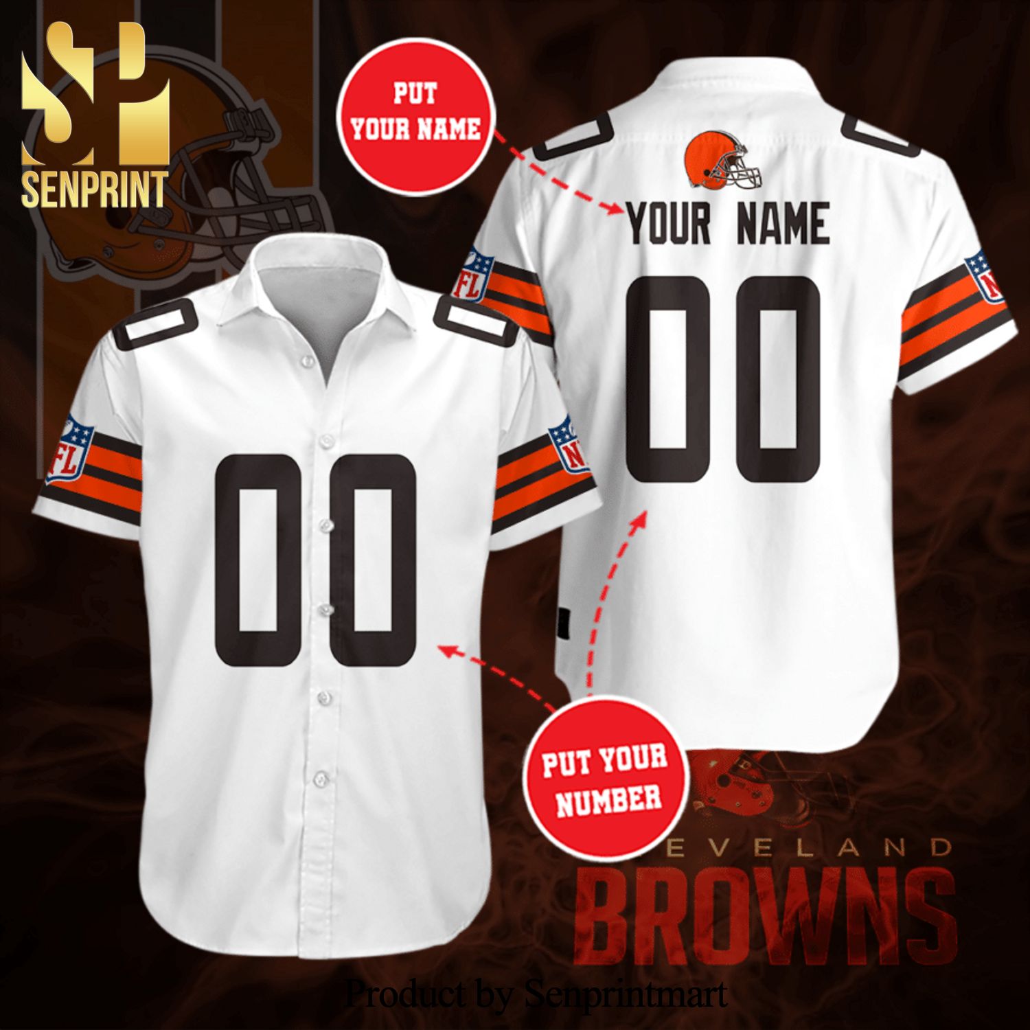 Personalized Clevel And Browns Football Team Full Printing Hawaiian Shirt – White