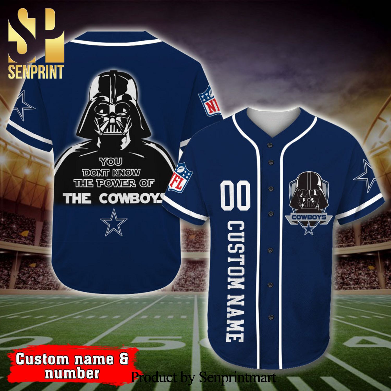 Personalized Dallas Cowboys Darth Vader Star Wars Full Printing Baseball Jersey