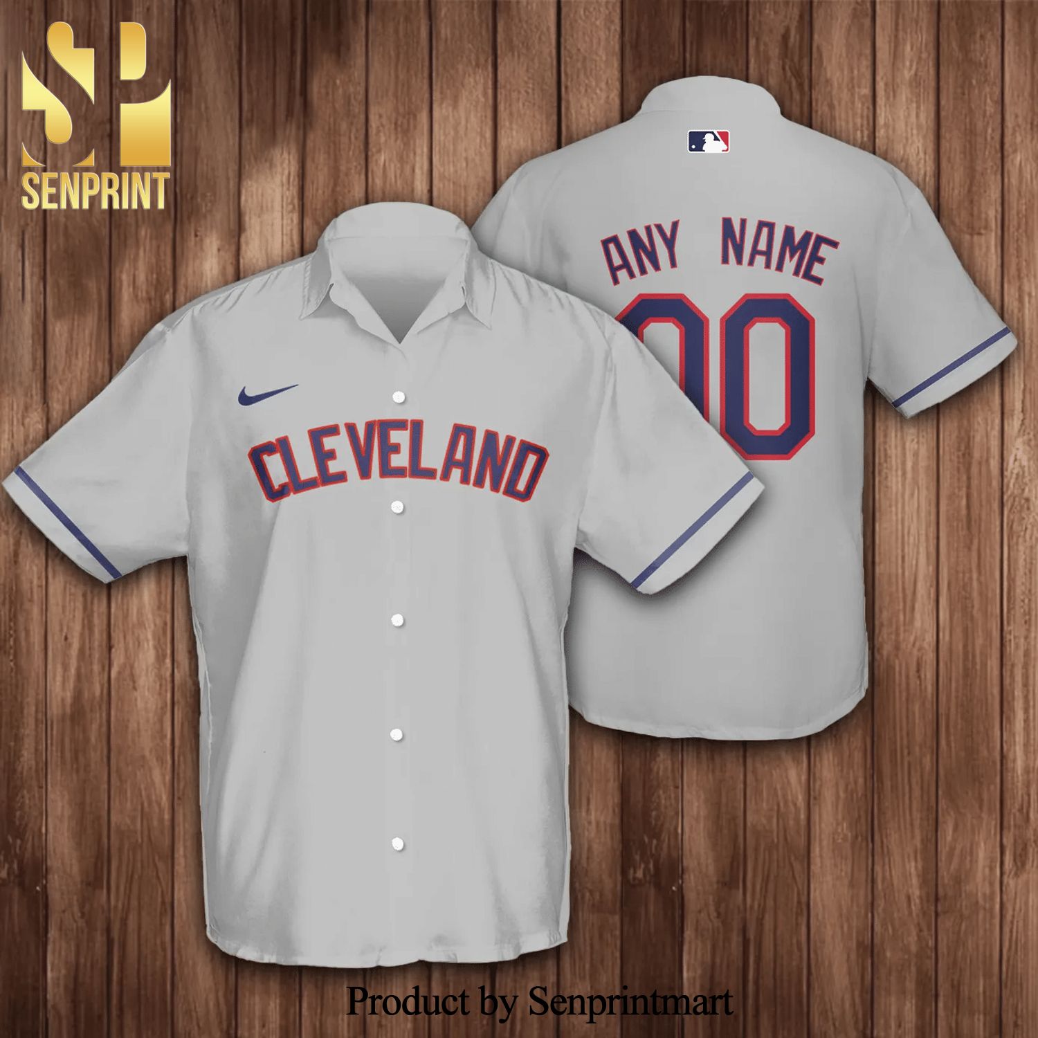 Personalized Clevel And Indians Baseball Full Printing Hawaiian Shirt – Grey