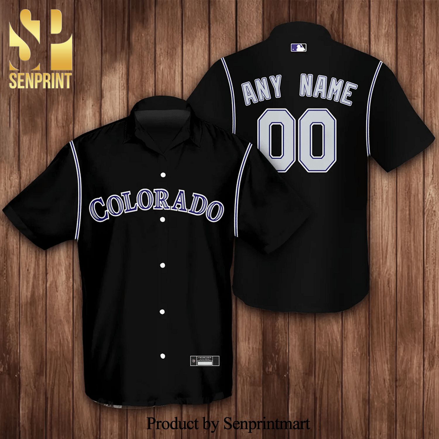 Personalized Colorado Rockies Baseball Full Printing Hawaiian Shirt - Black