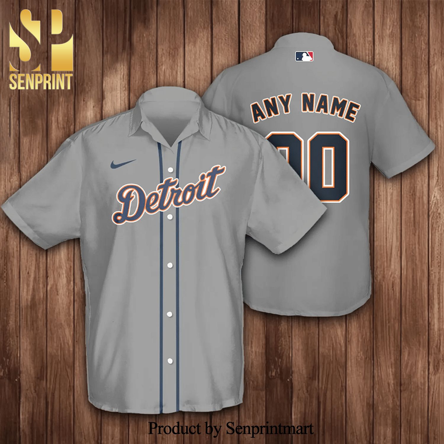 Personalized Detroit Tigers Baseball Full Printing Hawaiian Shirt - Gray