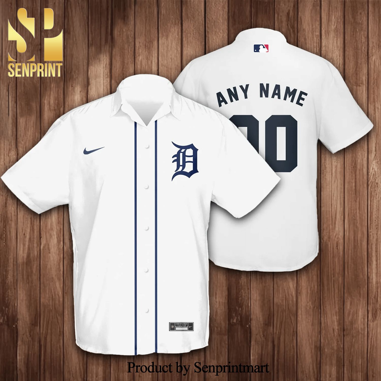 Personalized Detroit Tigers Baseball Full Printing Hawaiian Shirt - White