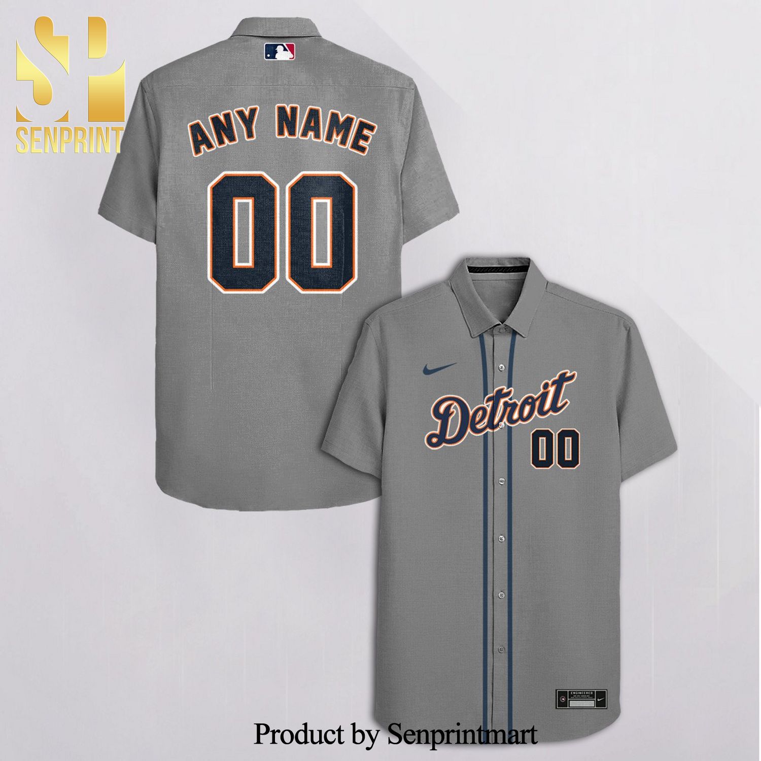 Personalized Detroit Tigers Full Printing Hawaiian Shirt – Gray