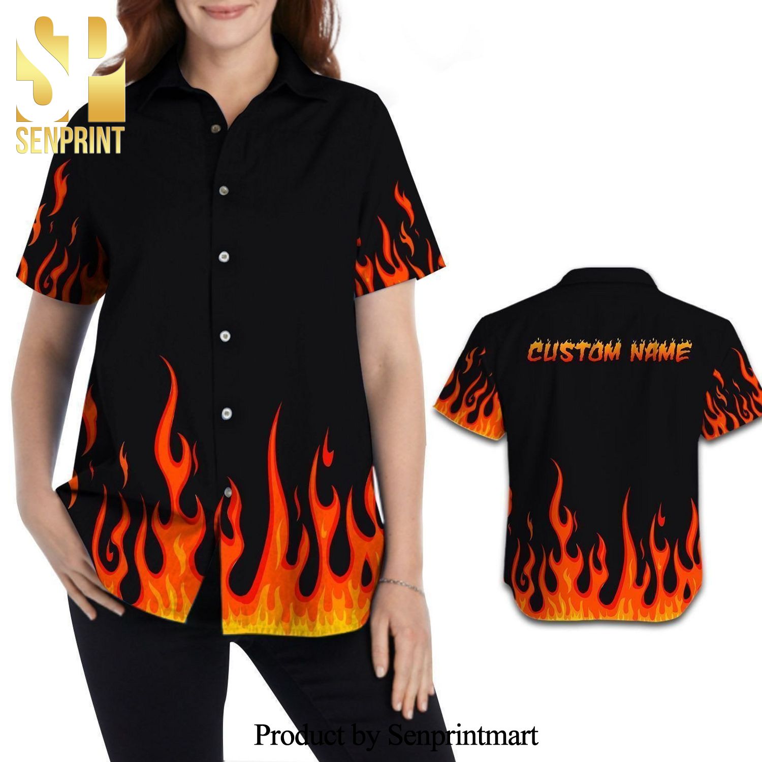 Personalized Firefighter Fire Full Printing Hawaiian Shirt – Black