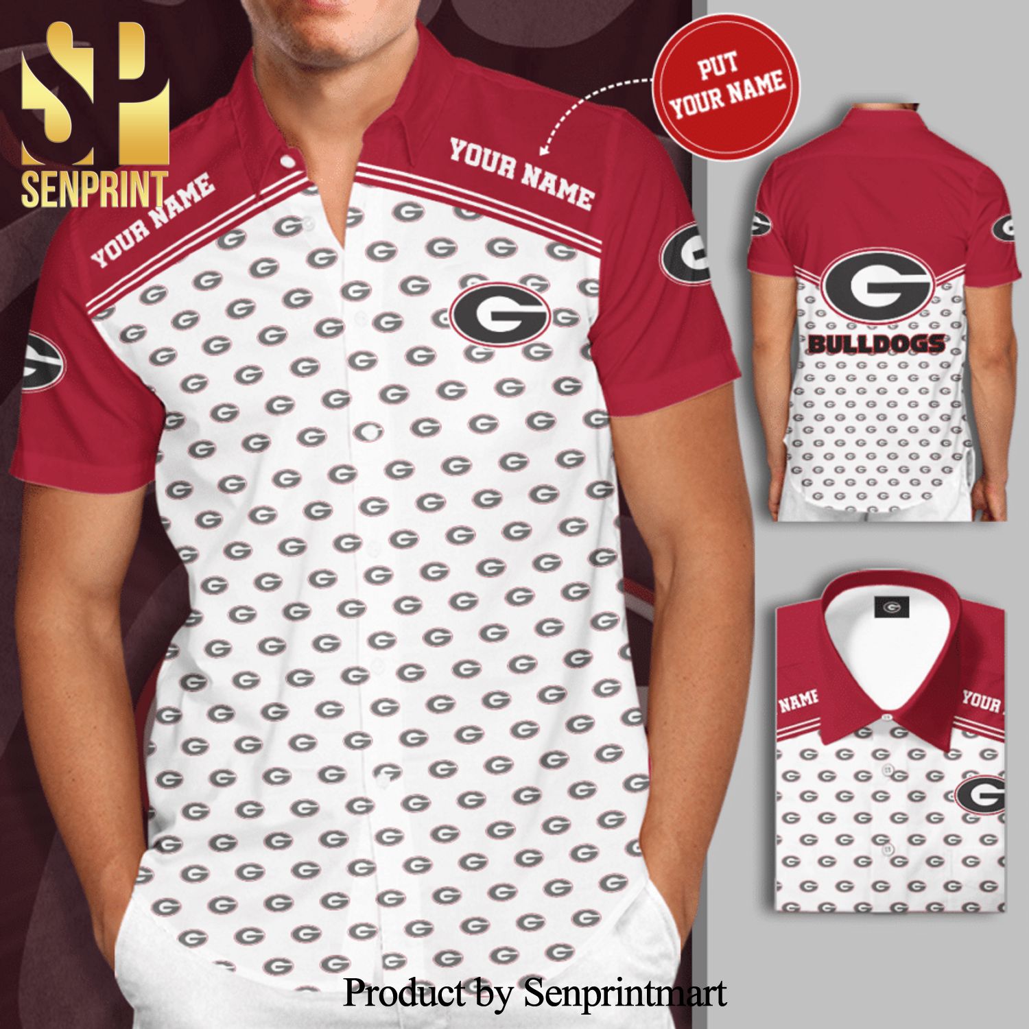 Personalized Georgia Bulldogs Football Team Full Printing Hawaiian Shirt - White