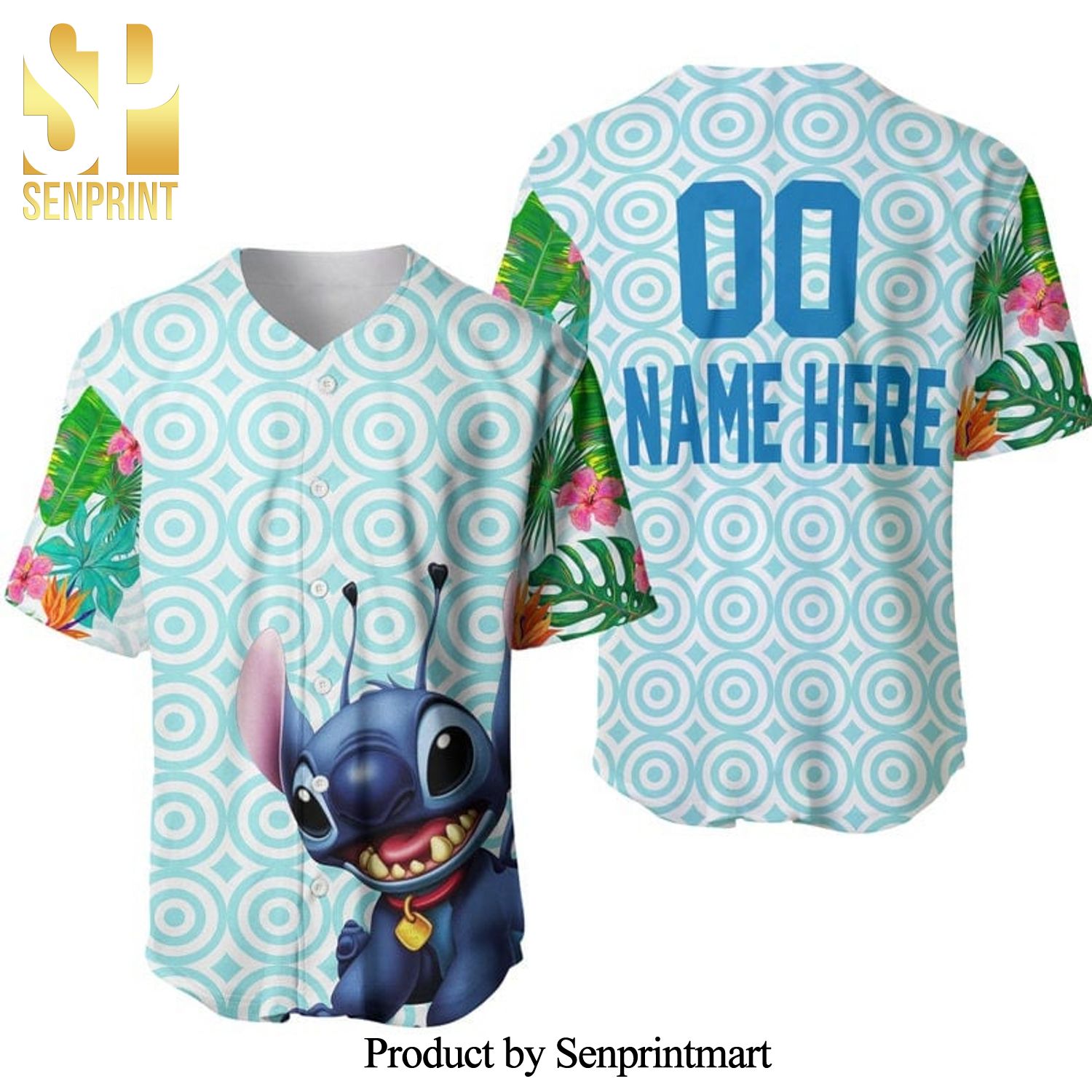 Personalized Hawaiian Stitch Flowery Pattern Full Printing Baseball Jersey