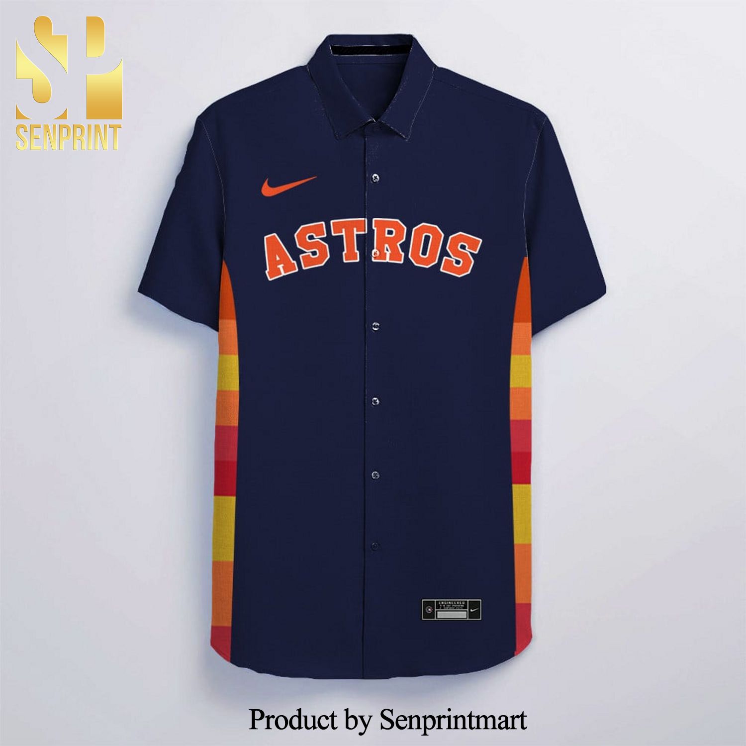 Personalized Houston Astros Full Printing Hawaiian Shirt - Navy