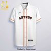 Personalized Houston Astros Logo Full Printing Short Sleeve Dress Shirt Hawaiian Summer Aloha Beach Shirt – Orange Navy