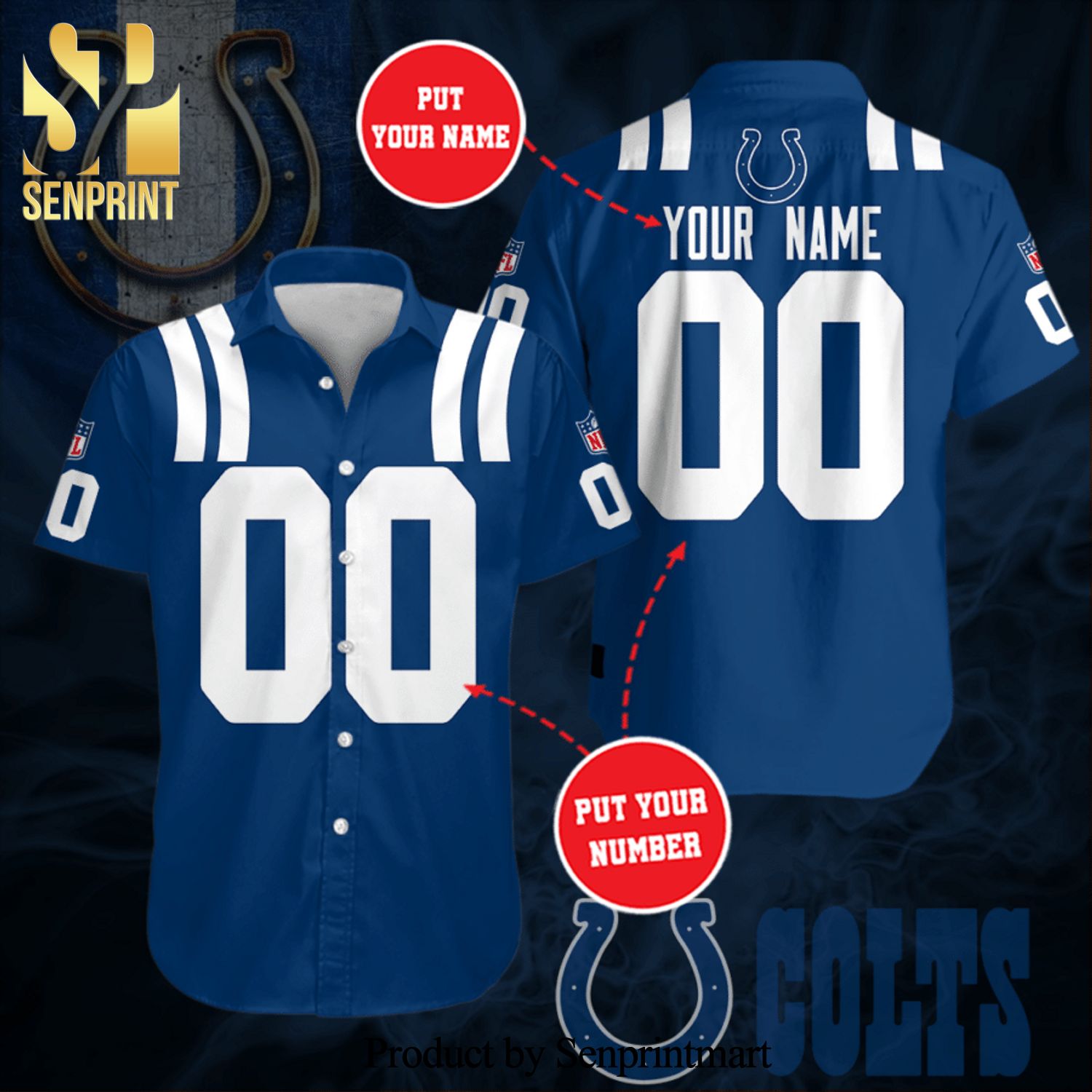 Personalized Indianapolis Colts Football Full Printing Hawaiian Shirt – Blue