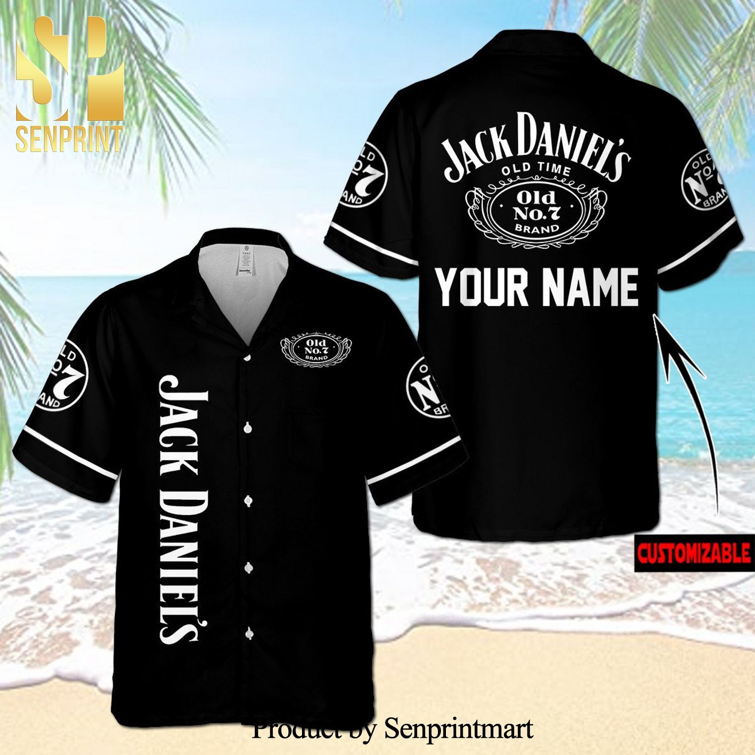 Personalized Jack Daniel’s Old Time Full Printing Aloha Summer Beach Hawaiian Shirt – Black