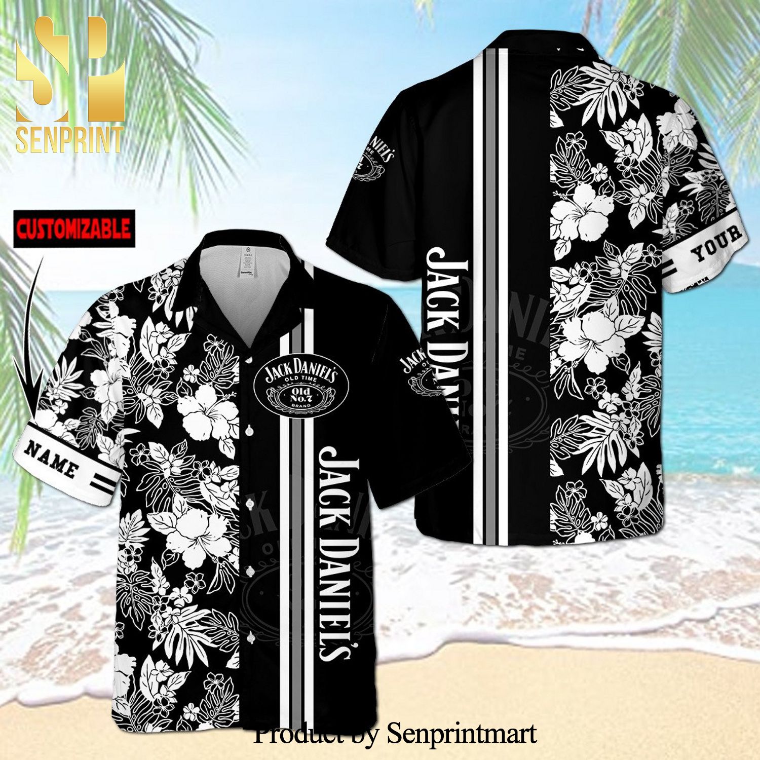 Personalized Jack Daniel’s Whiskey Full Printing Hawaiian Shirt – Black