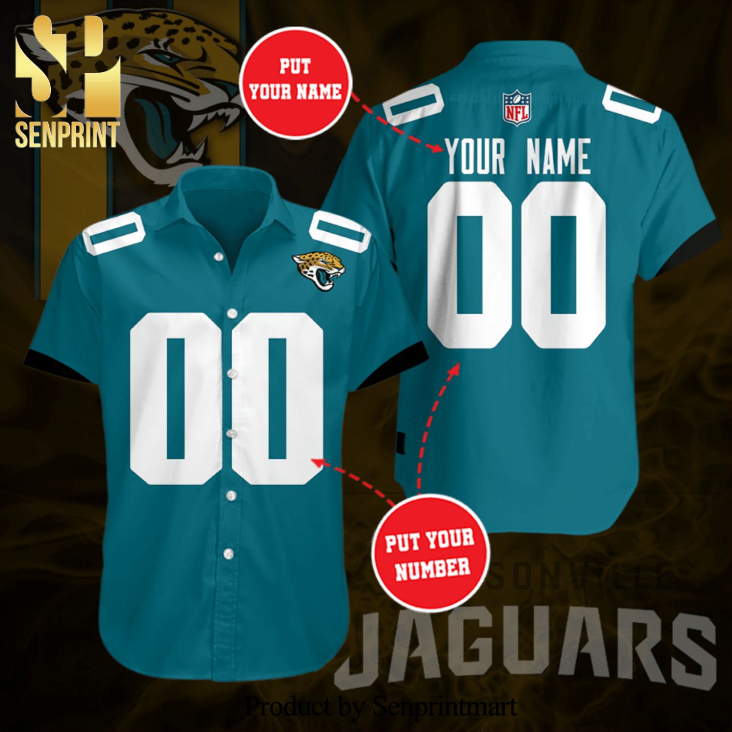 Personalized Jacksonville Jaguars Football Team Full Printing Hawaiian Shirt - Blue