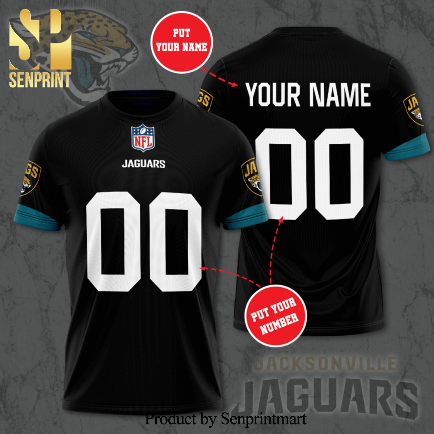 Personalized Jacksonville Jaguars Football Team Jaguars Full Printing Hawaiian T-Shirt - Black