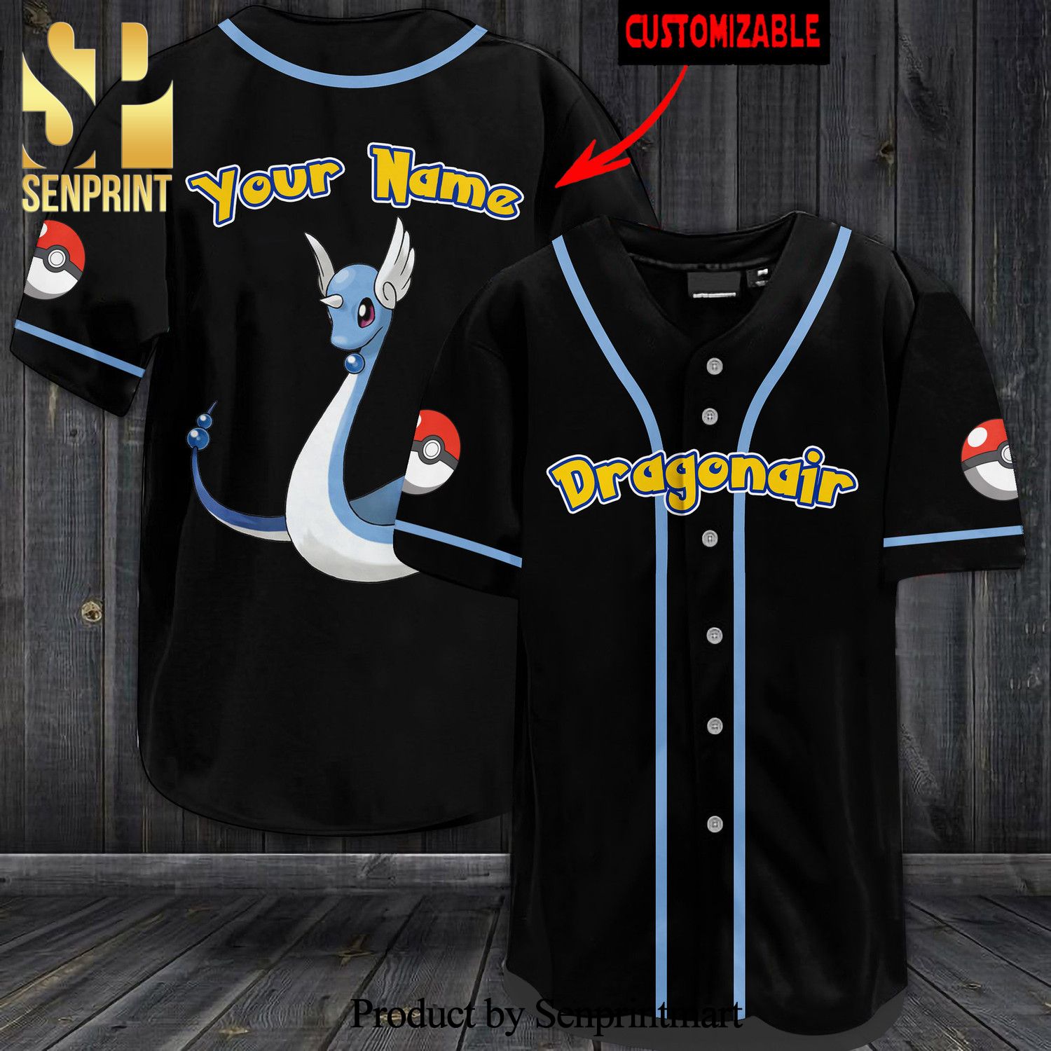 Personalized Dragonair All Over Print Baseball Jersey – Black