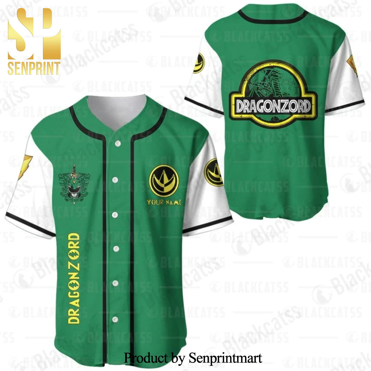 Personalized Dragonzord Power Rangers All Over Print Unisex Baseball Jersey – Green