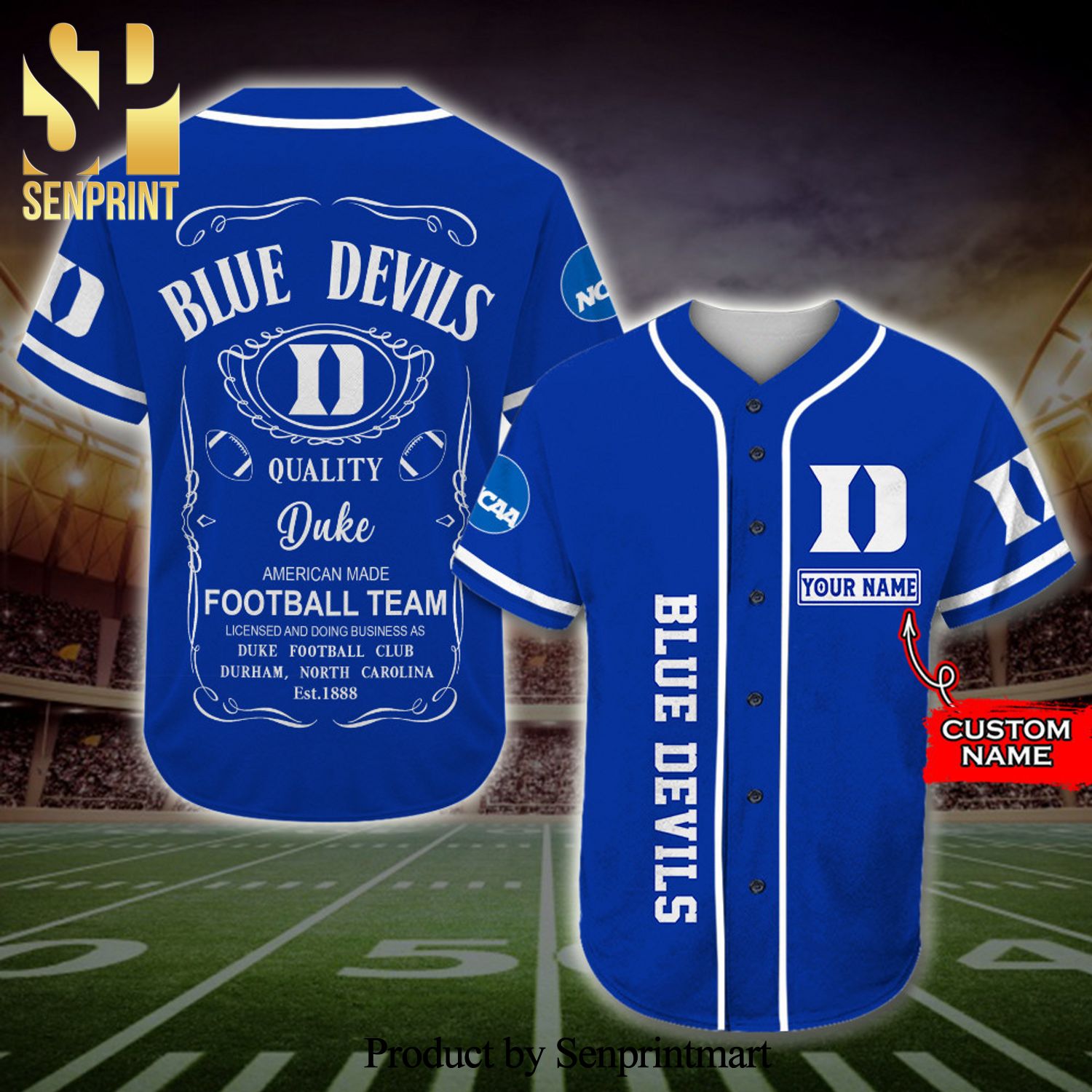 Personalized Duke Blue Devils Jack Daniel’s Full Printing Baseball Jersey