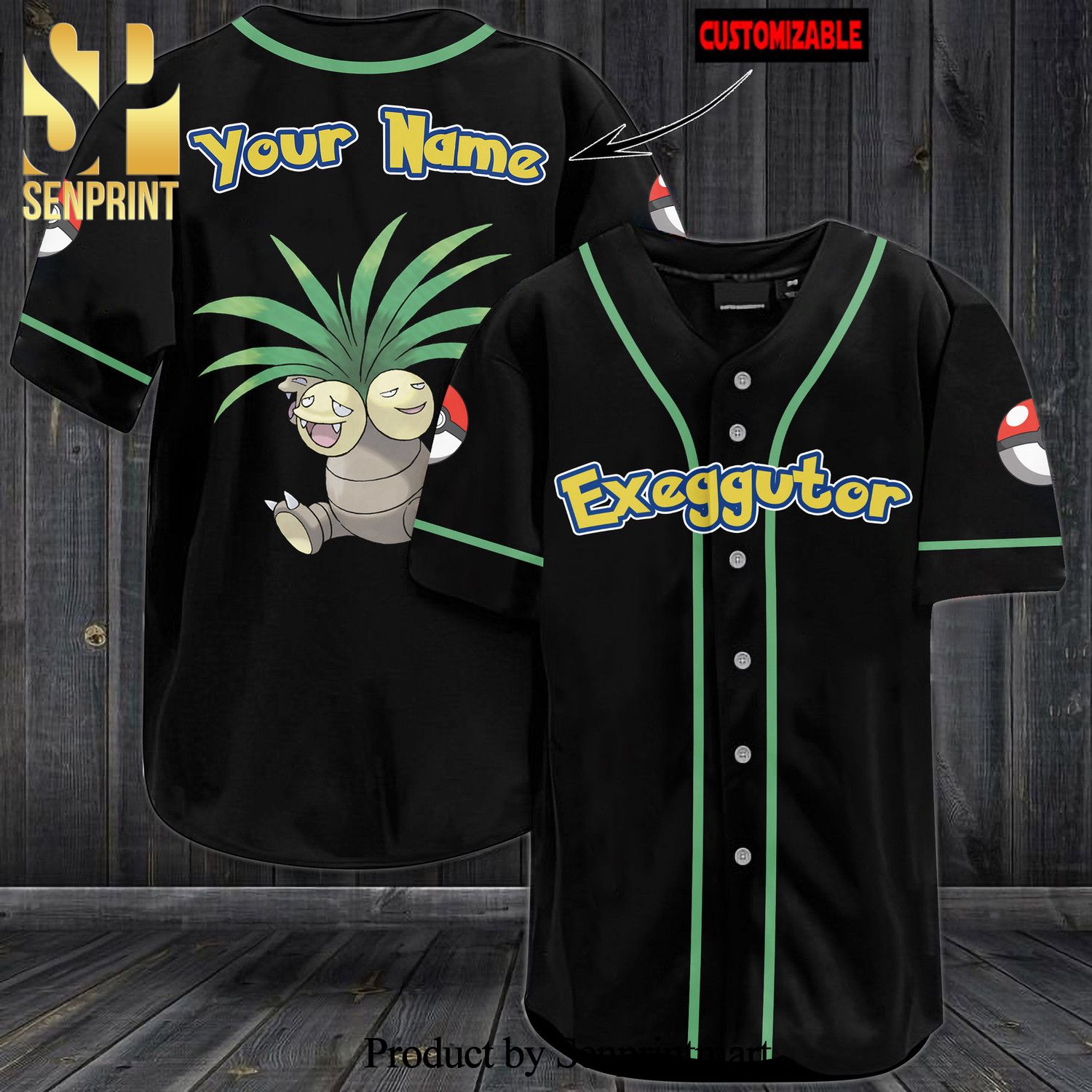 Personalized Exeggutor All Over Print Baseball Jersey – Black