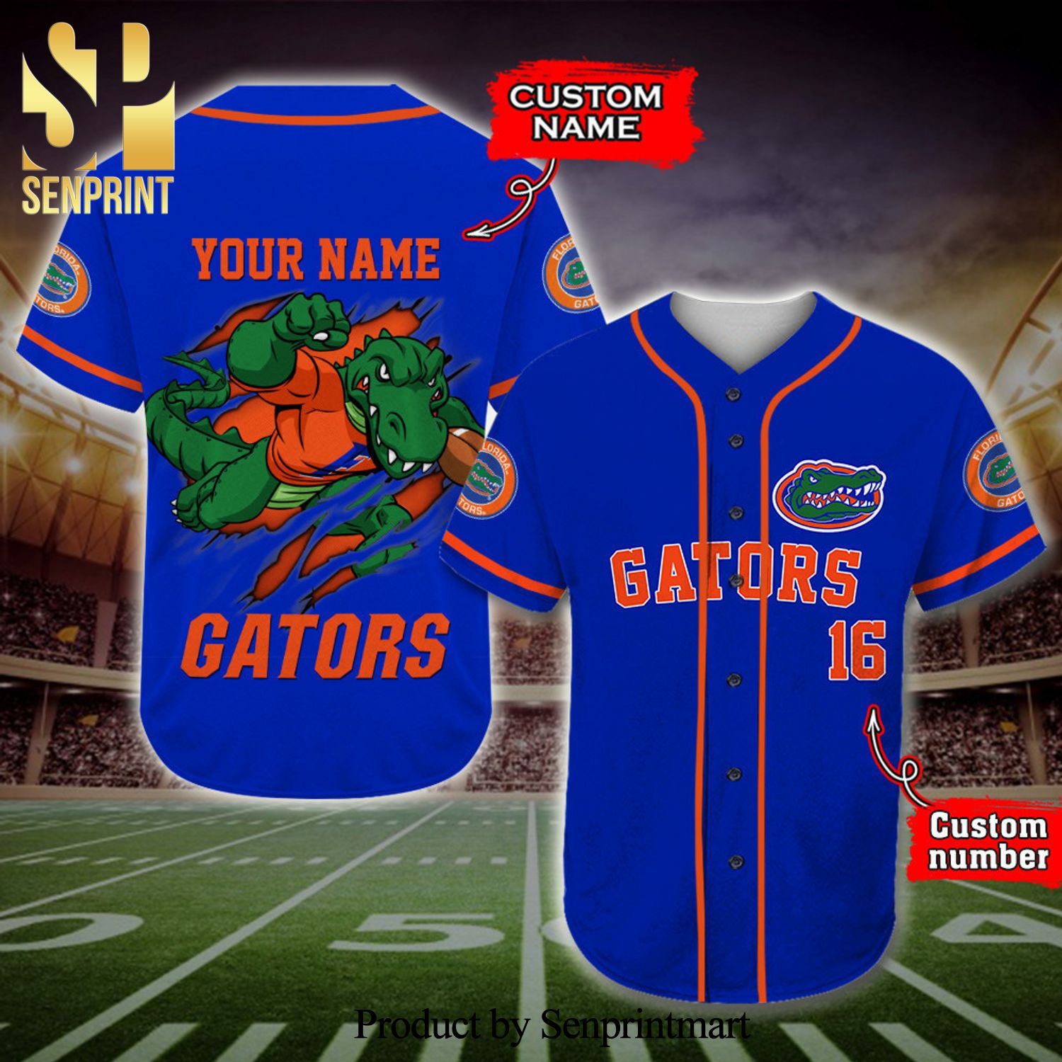 Personalized Florida Gators Full Printing Baseball Jersey