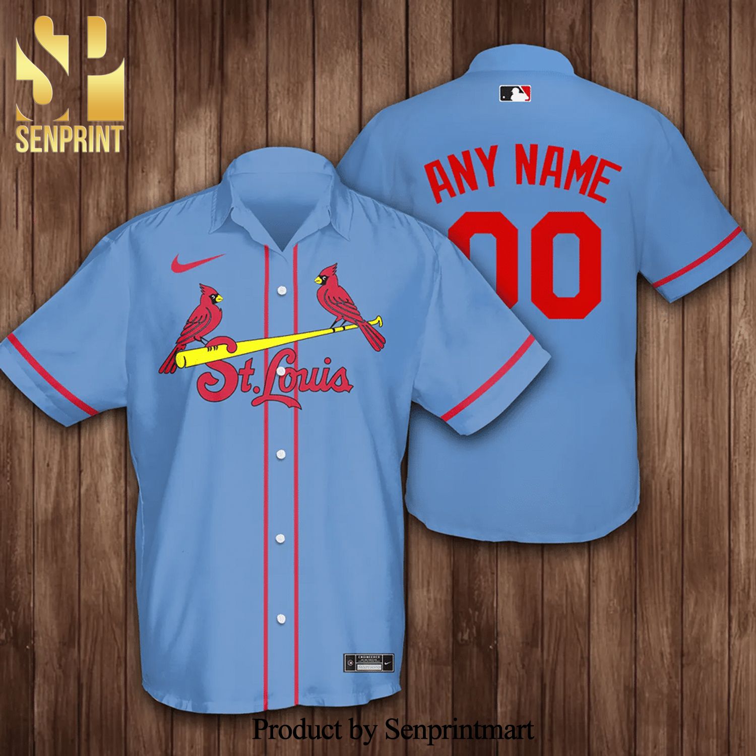 Personalized Name And Number St Louis Cardinals Baseball Full Printing Hawaiian  Shirt - Blue - Senprintmart Store