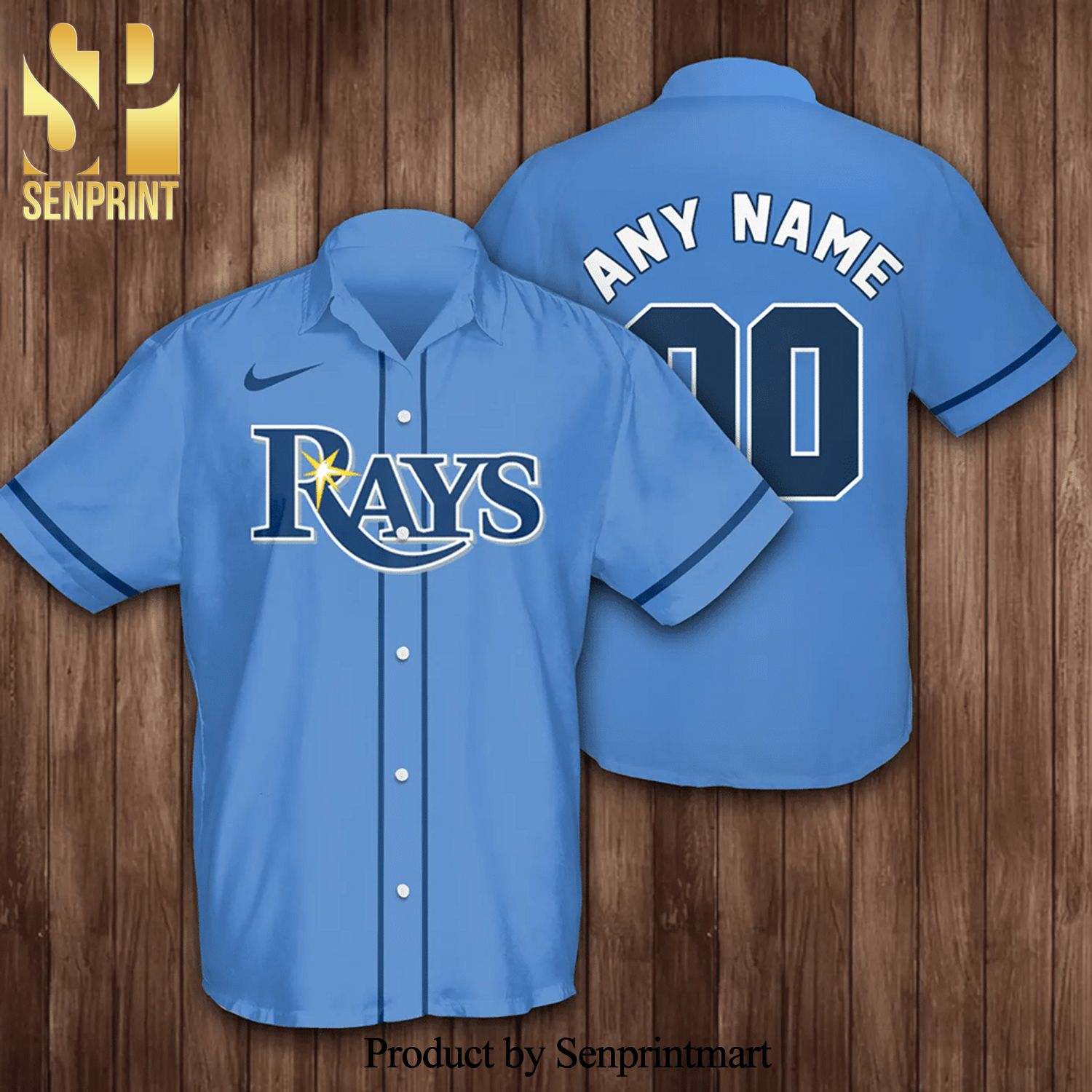 Personalized Name And Number Tampa Bay Rays Baseball Full Printing 3D Hawaiian Shirt – Blue