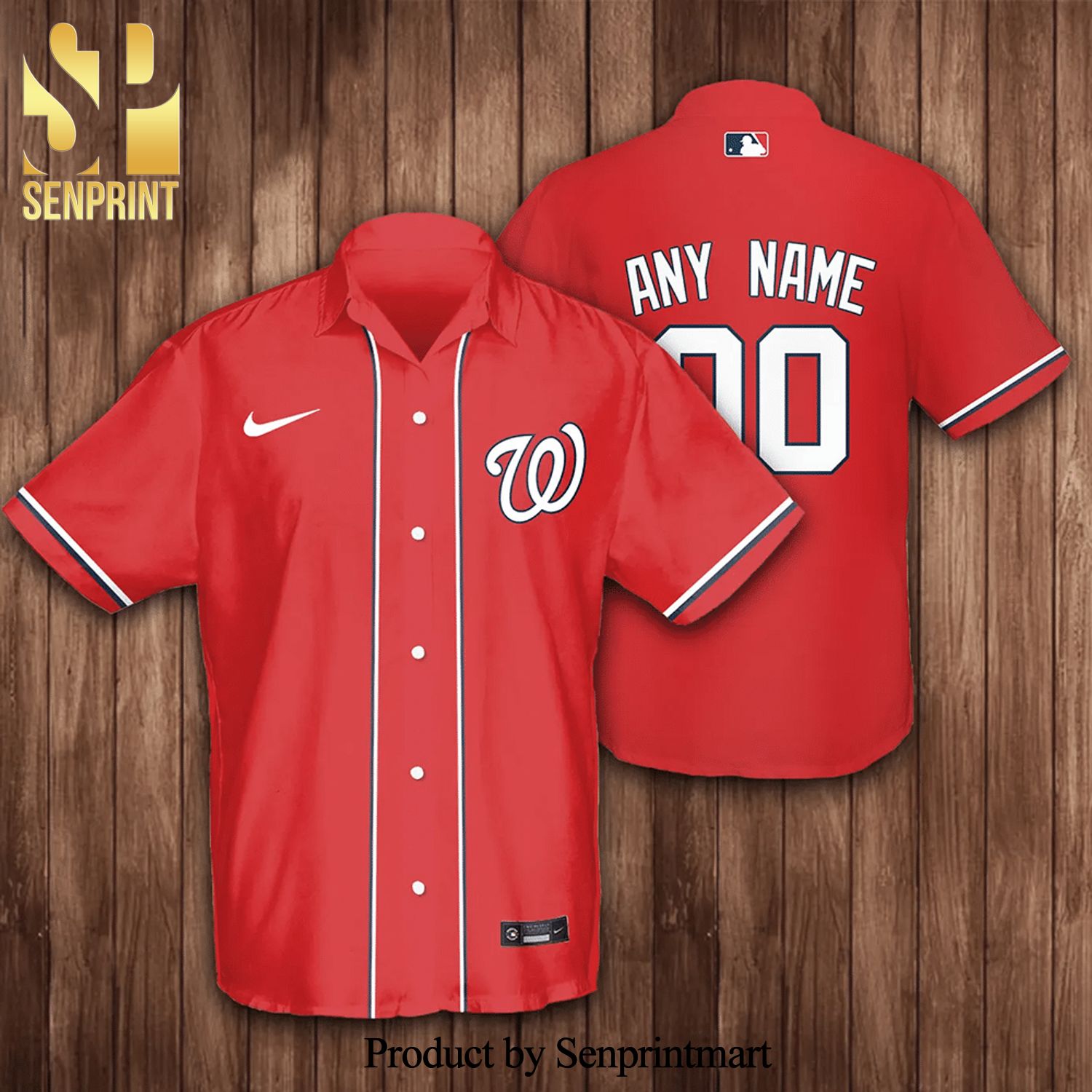 Personalized Name And Number Washington Nationals Baseball Full Printing Hawaiian  Shirt - Red - Senprintmart Store