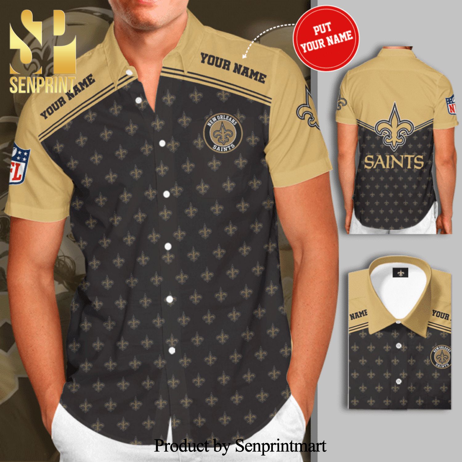 Personalized New Orleans Saints Football Team Full Printing Hawaiian Shirt – Grey