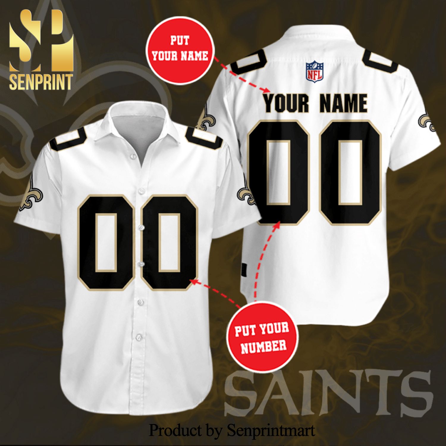 Personalized New Orleans Saints Footballl Team Full Printing Hawaiian Shirt – White