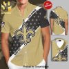 Personalized New Orleans Saints Full Printing Tiling Short Sleeve Dress Shirt Hawaiian Summer Aloha Beach Shirt – Gray