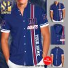 Personalized New York Giants Logo Full Printing Short Sleeve Dress Shirt Hawaiian Summer Aloha Beach Shirt – Garnet Neon Blue