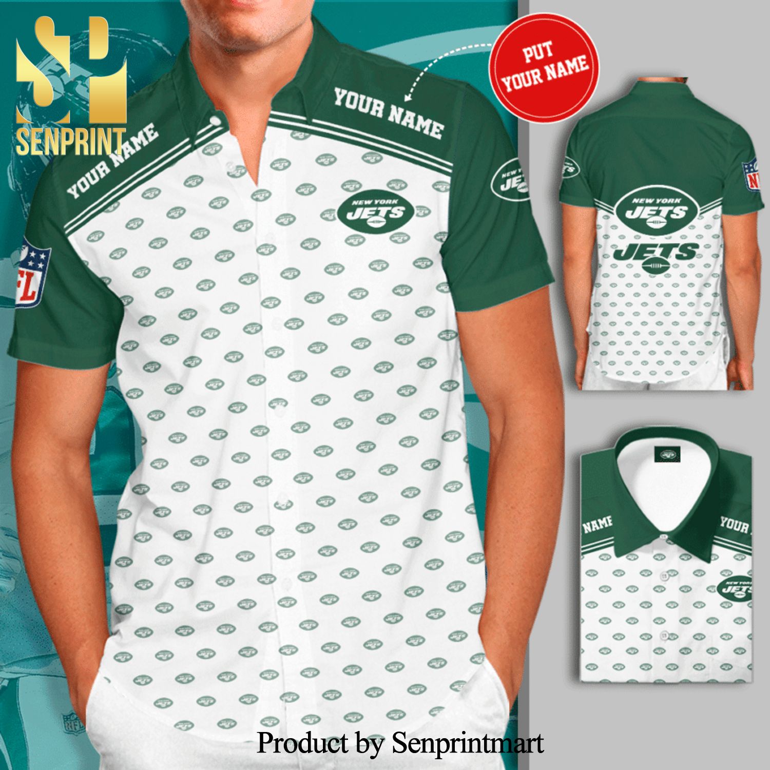 Personalized New York Jets Football Full Printing Hawaiian Shirt – White