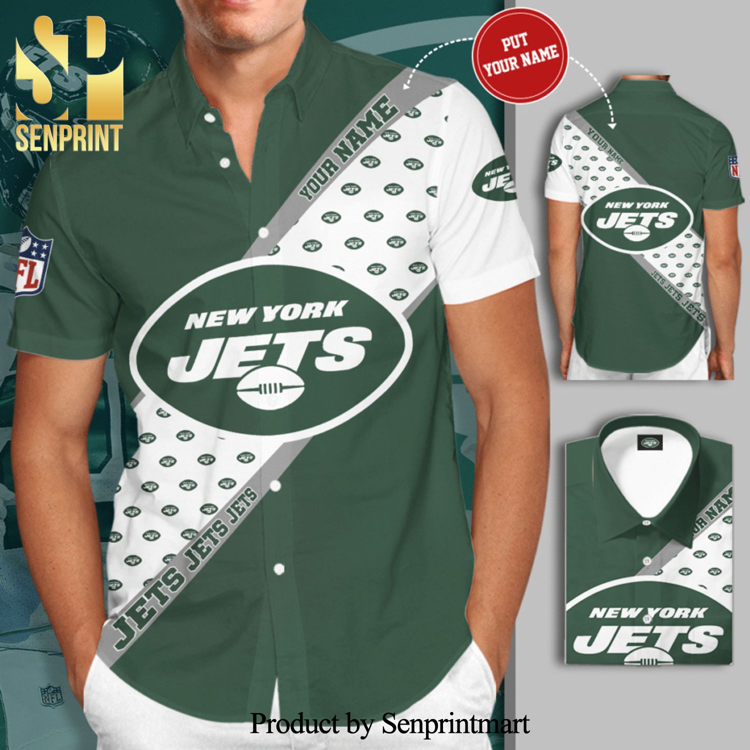 Personalized New York Jets Football Team Full Printing Hawaiian Shirt – Green