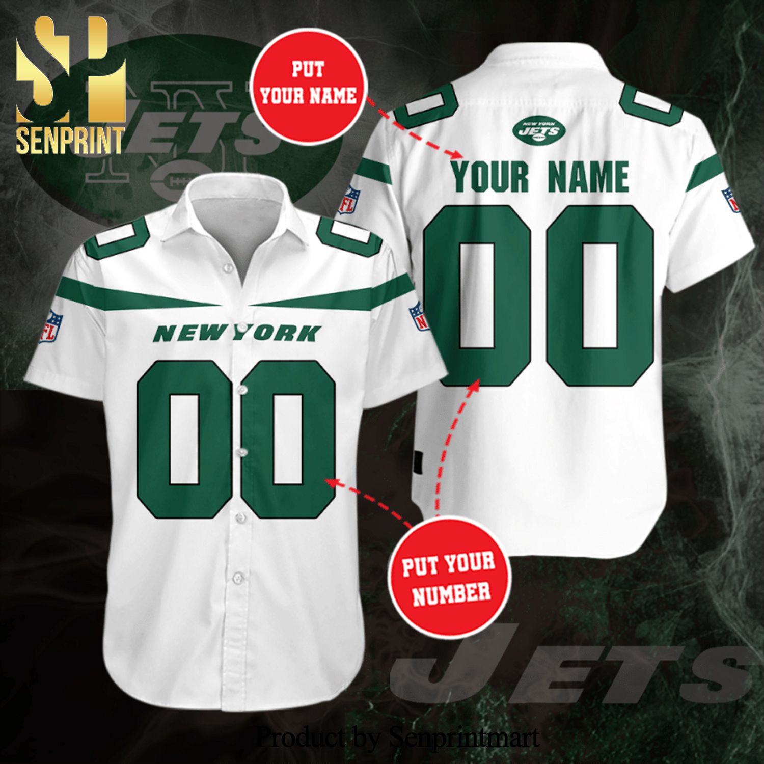 Personalized New York Jets Football Team Full Printing Hawaiian Shirt – White