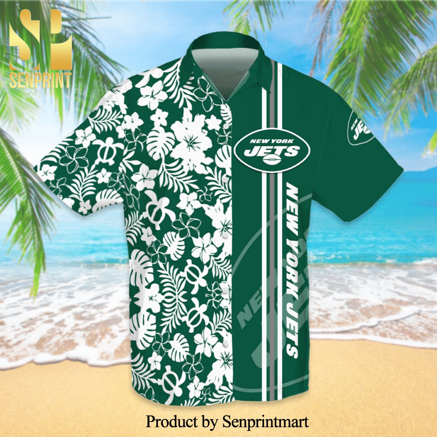 Personalized New York Jets Team Full Printing Hawaiian Shirt – Green