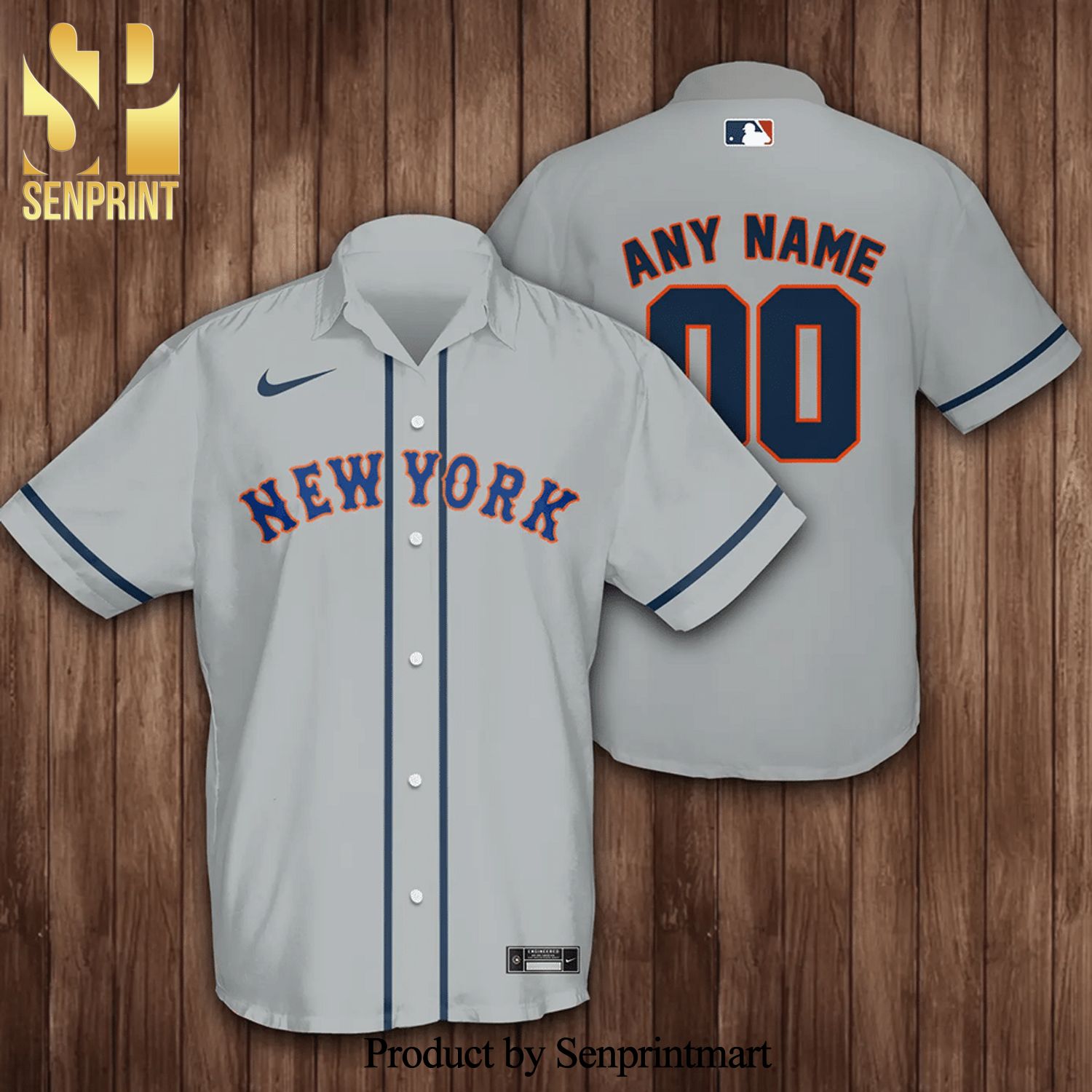 Personalized New York Mets Baseball Full Printing Hawaiian Shirt – Grey