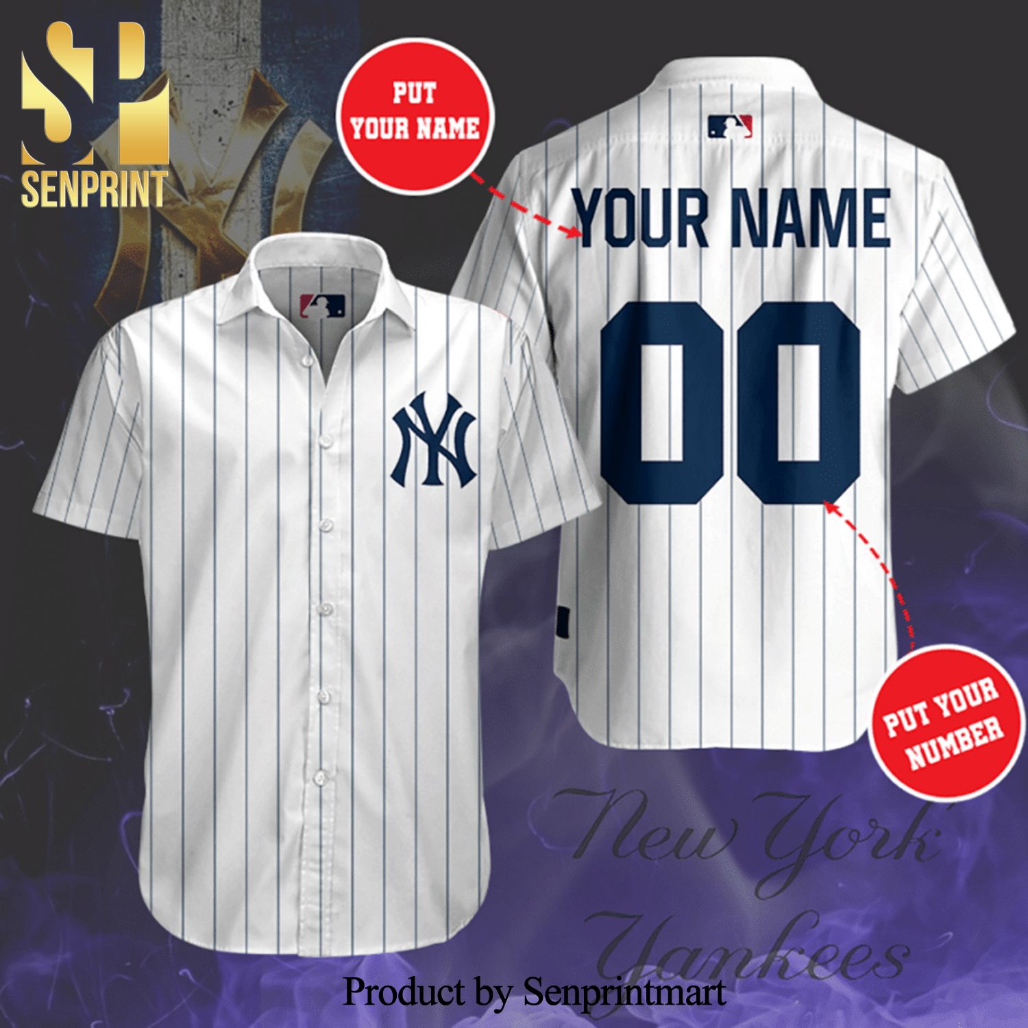 Personalized New York Yankees Baseball Team New York All Over Print 3D  Hawaiian Shirt-green - T-shirts Low Price