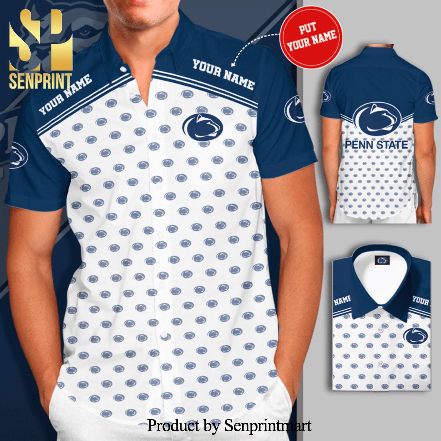 Personalized Penn State Nittany Lions Football Full Printing Hawaiian Shirt – White