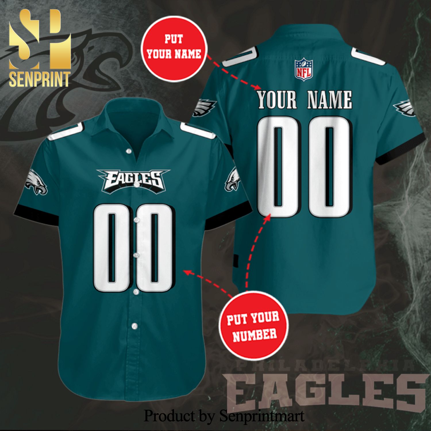 Personalized Philadelphia Eagles Football Team Full Printing Hawaiian Shirt - Green