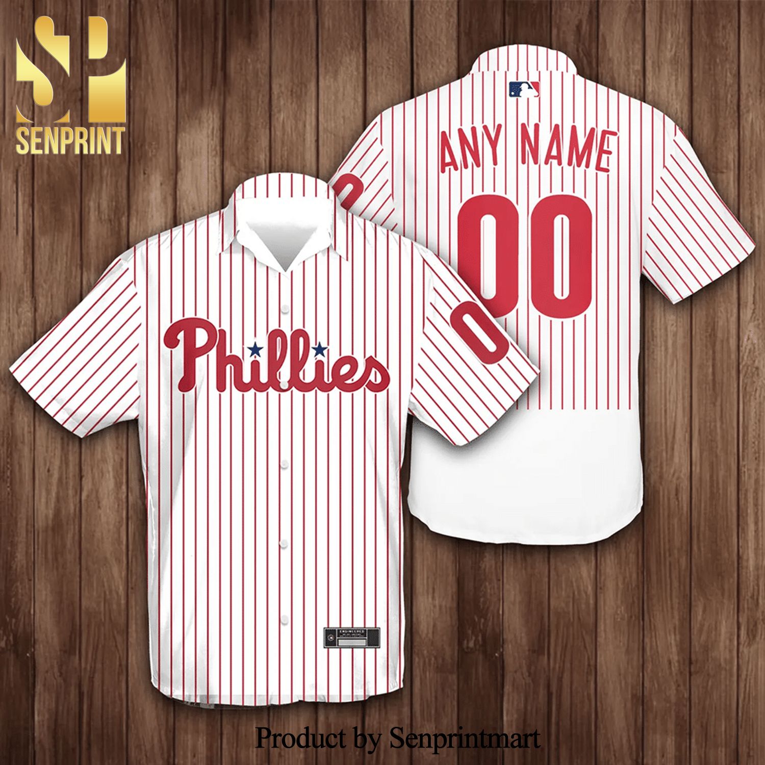 Personalized Philadelphia Phillies Baseball Full Printing 3D Hawaiian Shirt Pinstripe White Red
