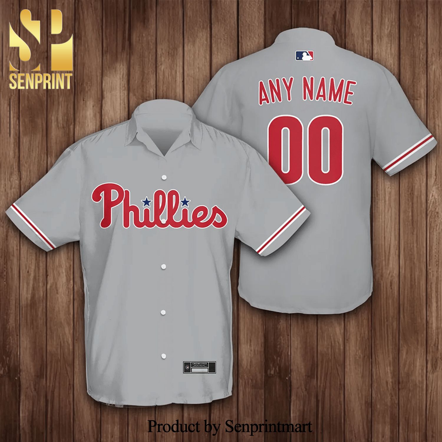 Personalized Philadelphia Phillies Baseball Full Printing Hawaiian Shirt – Gray