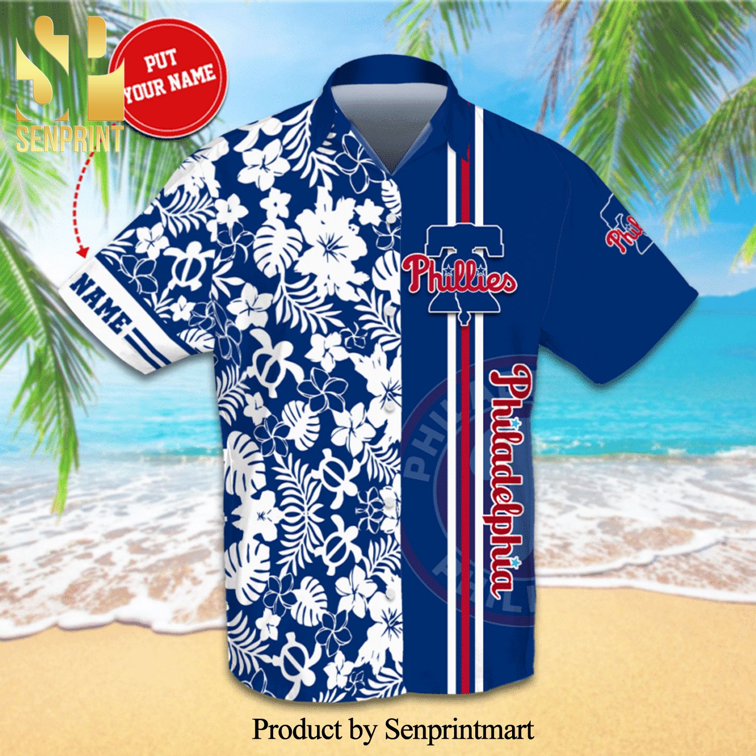 Personalized Philadelphia Phillies Full Printing Flowery Aloha Summer Beach Hawaiian Shirt – Neon Blue