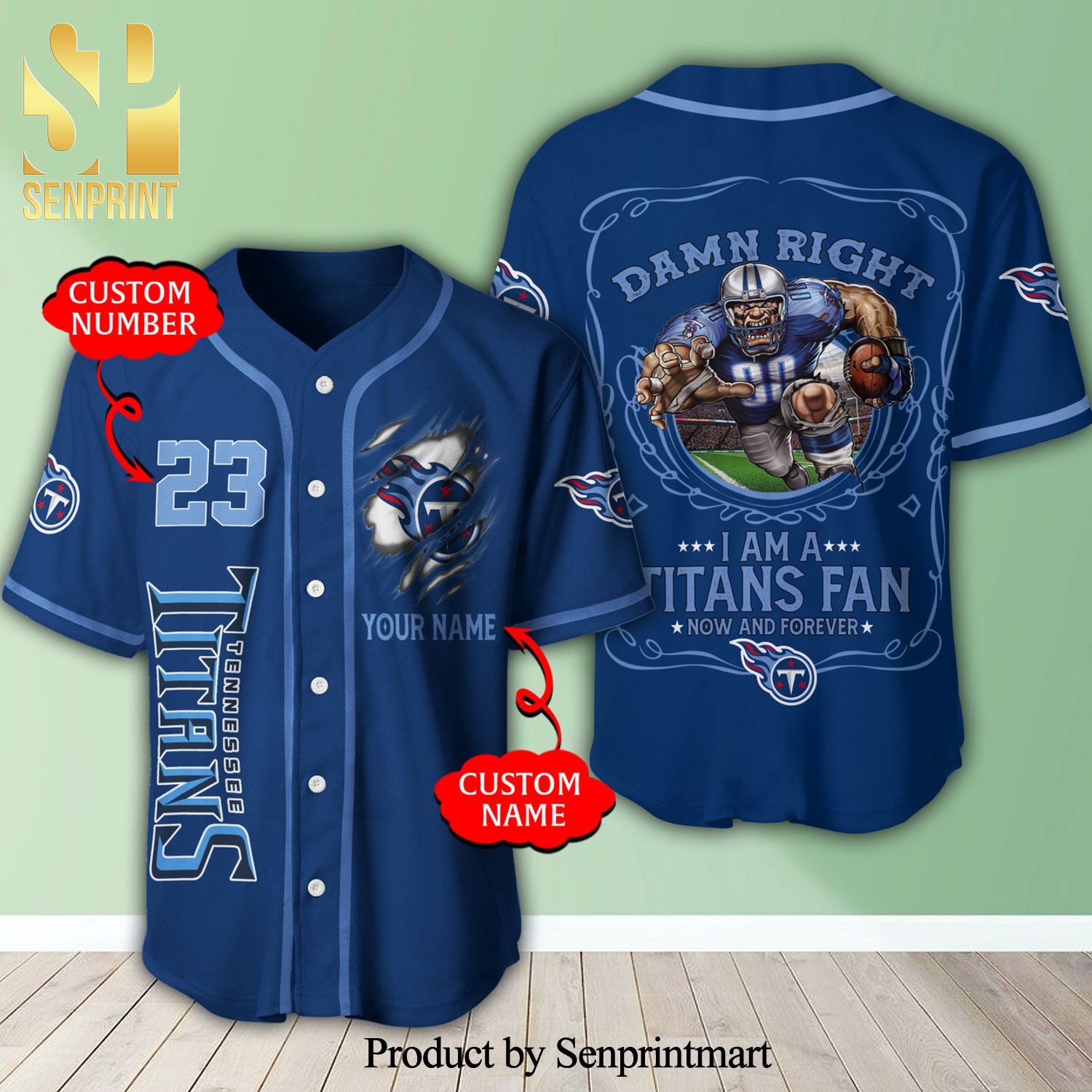 Personalized I Am A Tennessee Titans Fan Full Printing Baseball Jersey – Blue