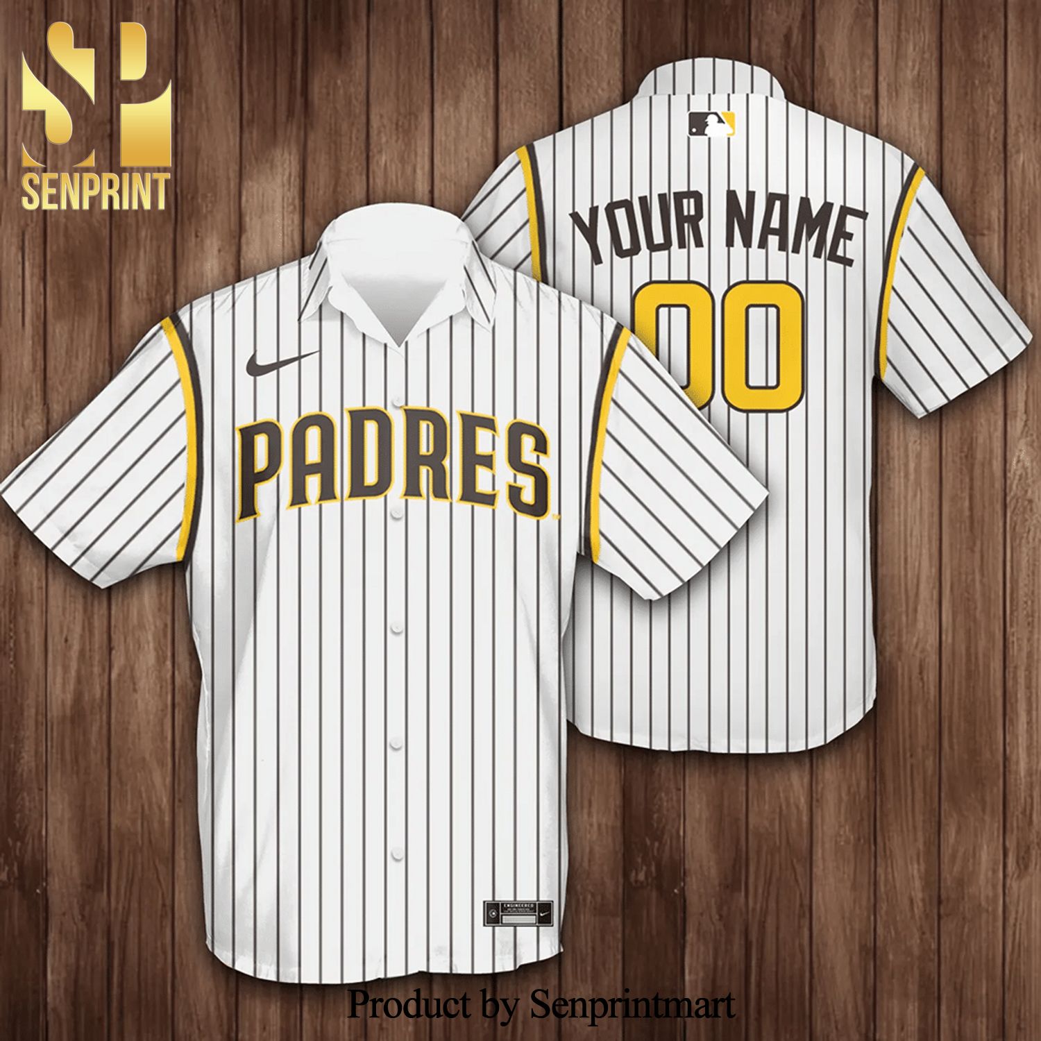 Personalized San Diego Padres Baseball Full Printing Hawaiian Shirt – Pinstripe Baseball White